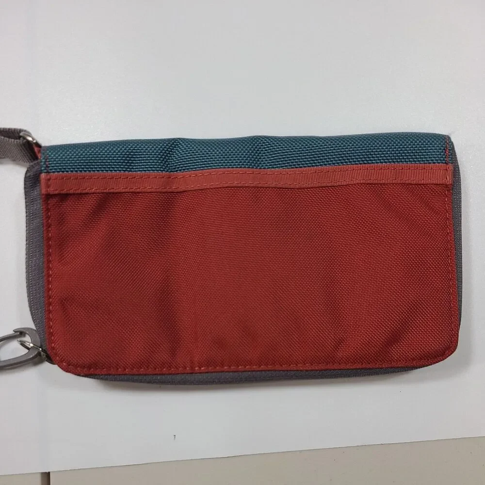 Overland Equipment Zip Around Wallet Wristlet Red Teal Travel Organizer